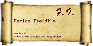 Farics Izaiás névjegykártya